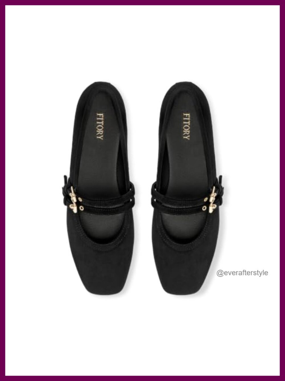 Mary Jane Ballet Flats Square Toe Adjustable Buckle Comfort Business Casual